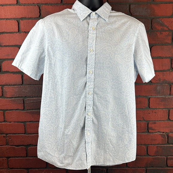 Michael Kors Men's‎ Blue Paisley Button Up Shirt Large - Picture 1 of 8